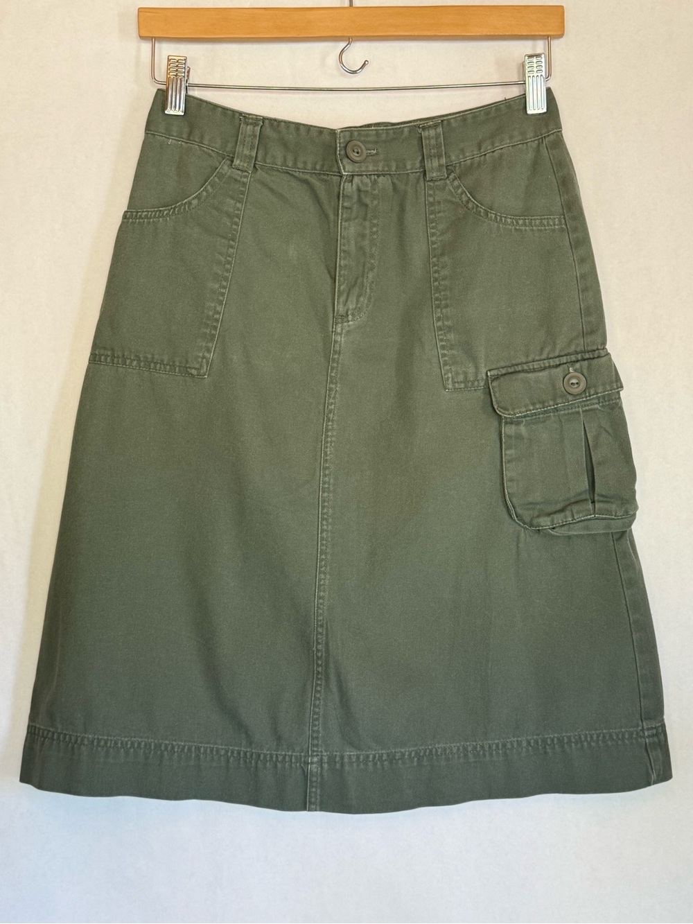 Free People Olive Green A-Line Utility Skirt